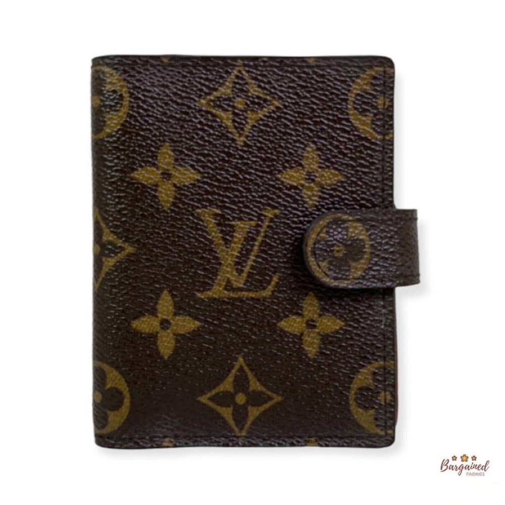 Authentic LOUIS VUITTON Monogram Canvas Leather Mini Address Book Agenda Cover